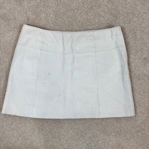 Wilsons‎ Leather Maxima White Genuine Leather Mini Skirt Womens Size 8 Side Zip